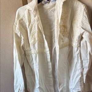 FINAL MARKDOWN First Impressions Cream Embroidered and beaded blouse medium